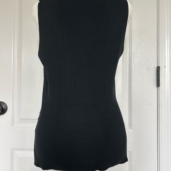Ann Taylor Women’s Black Sleeveless 100% Silk Beaded Tank Top Size Medium - Picture 3 of 9